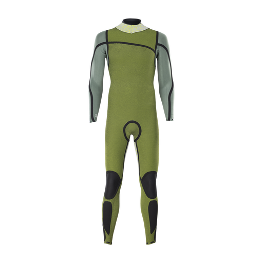 ION Seek Amp 5/4mm back-zip fullsuit men in olive green and grey – back view