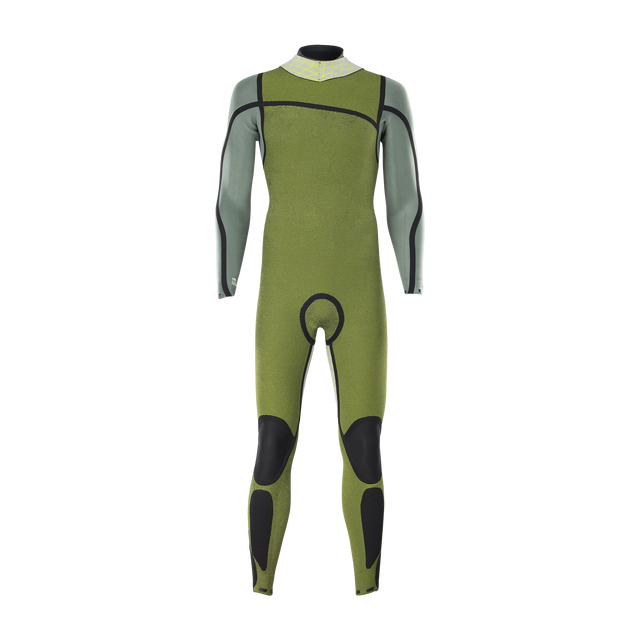 ION Seek Amp 6/5mm back-zip fullsuit wetsuit in olive green and grey