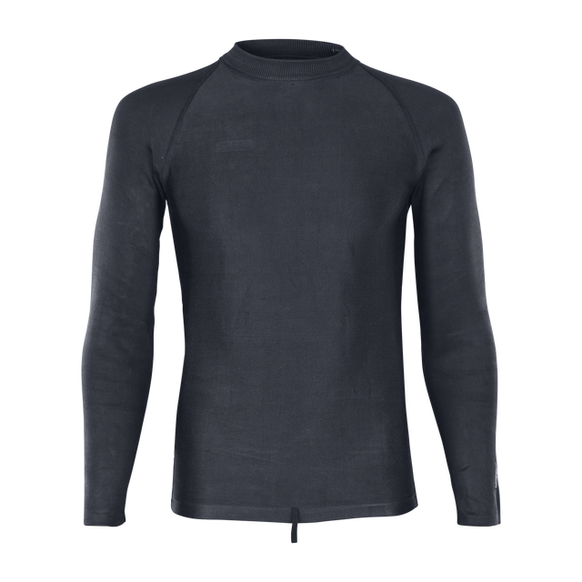 ION Surf Shield long-sleeve unisex rashguard in charcoal black with EN388 cut protection and UPF 50+