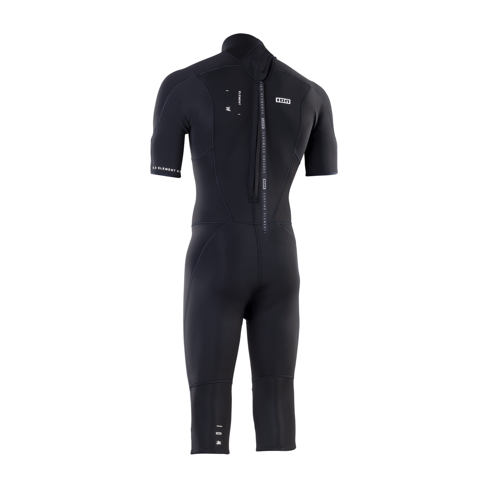ION Element 3/2mm Overknee Kurzarm-Neoprenanzug mit Rückenreißverschluss in schwarz