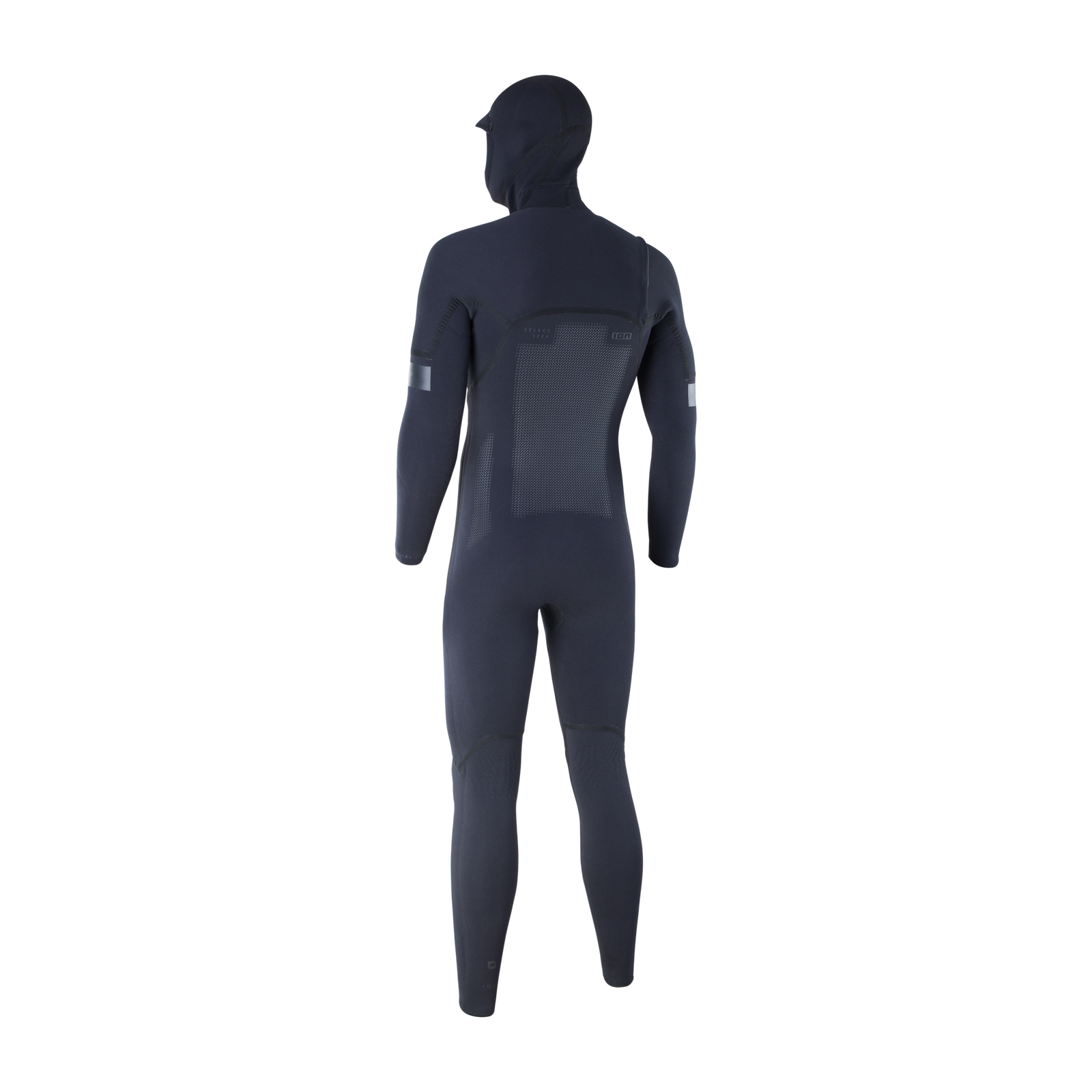 ION Seek Select 5.5/4.5mm front-zip hooded fullsuit in charcoal black – back view