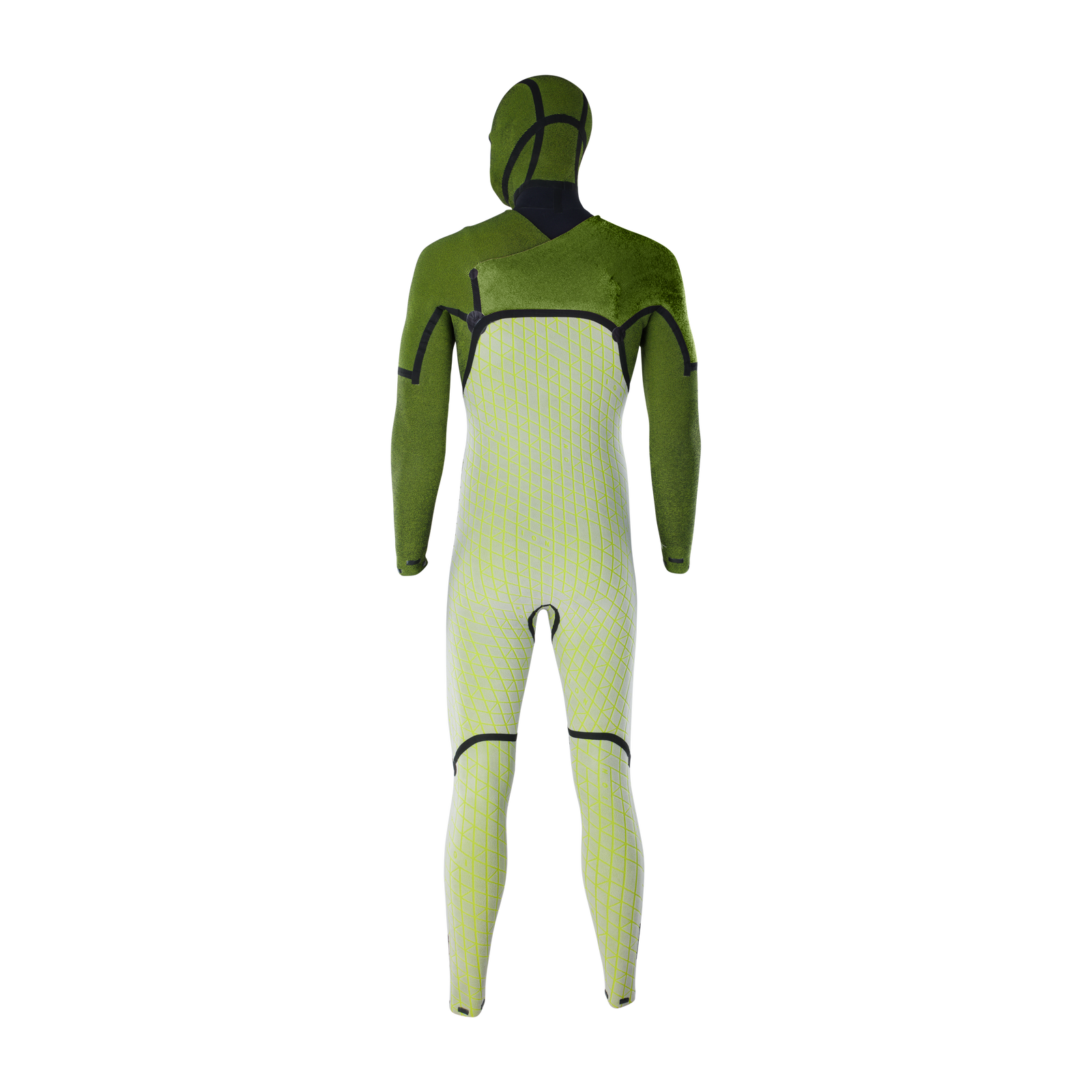 ION Seek Select 5.5/4.5mm front-zip hooded fullsuit men in olive green and lime