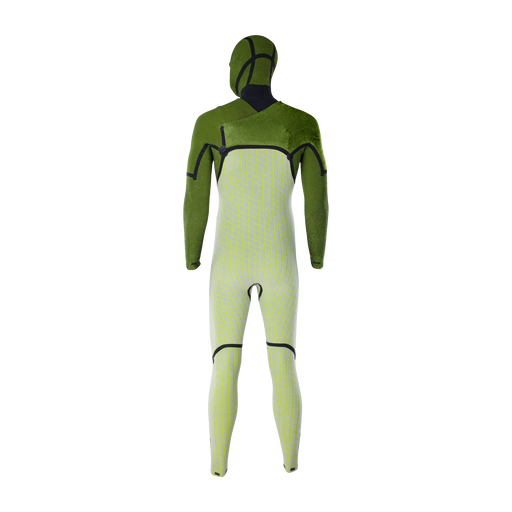 ION Seek Select 5,5/4,5 mm Frontzip Kapuzen-Neoprenanzug Herren in olivgrün und limette