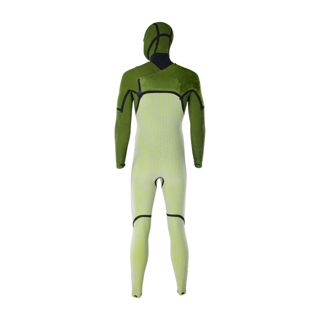 ION Seek Select 5,5/4,5 mm Frontzip Kapuzen-Neoprenanzug Herren in olivgrün und limette
