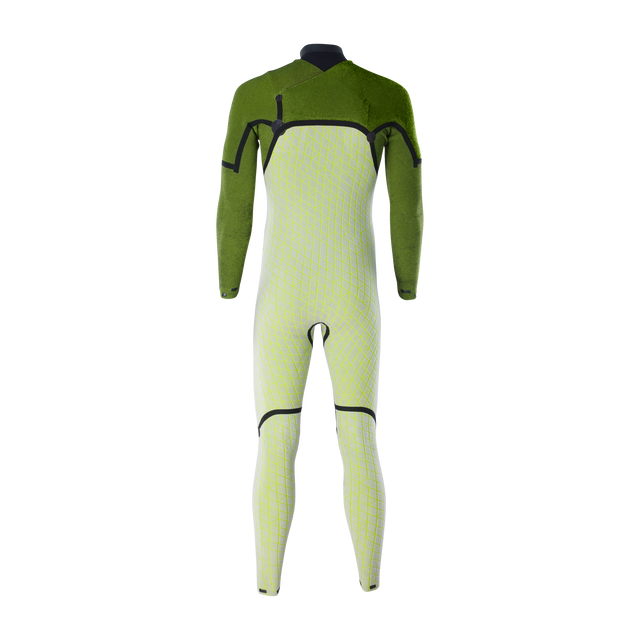ION Seek Select muta integrale 5/4mm zip frontale uomo in verde oliva e verde lime