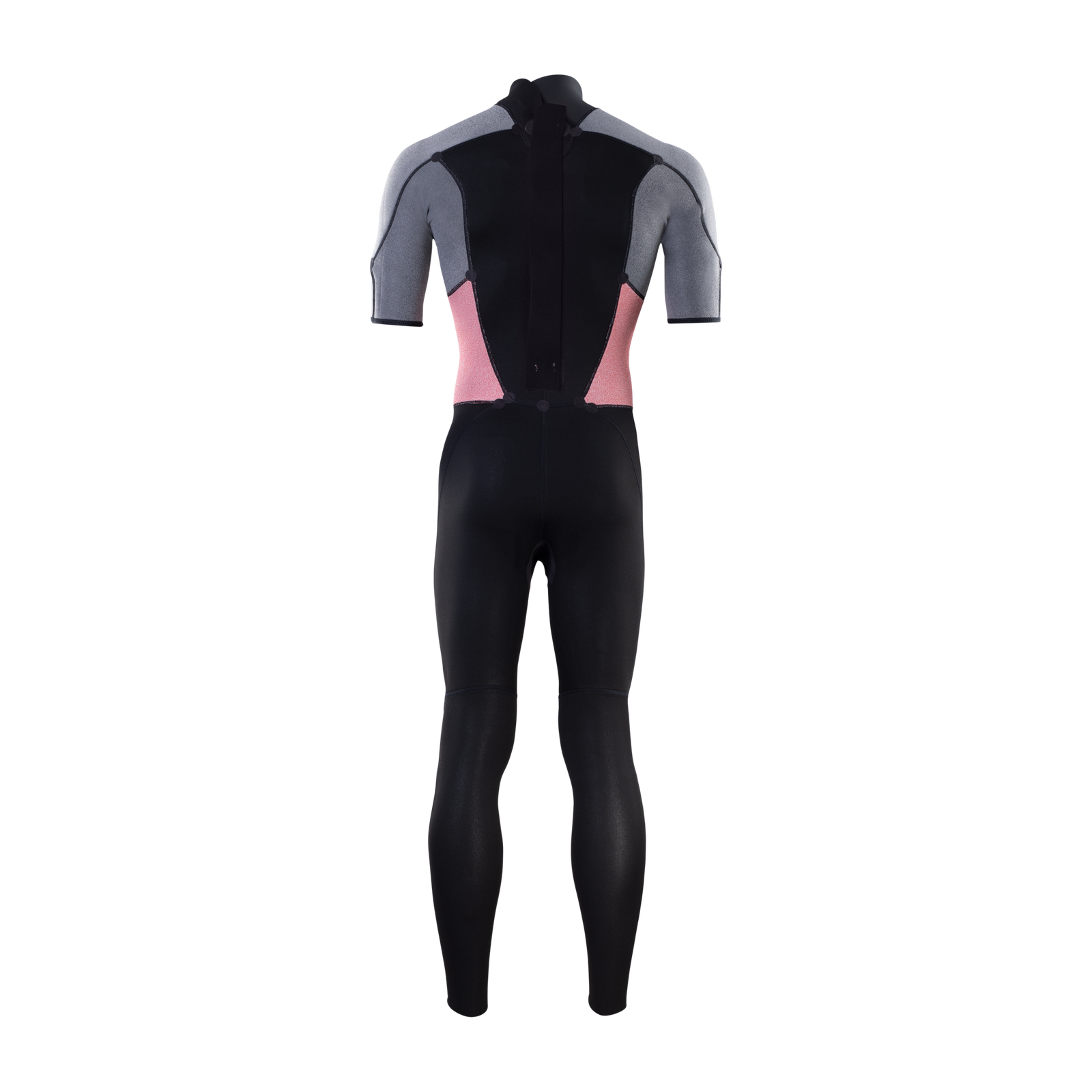 ION Element combinaison 2/2mm zip dorsal homme en noir, gris et rose — vue dos
