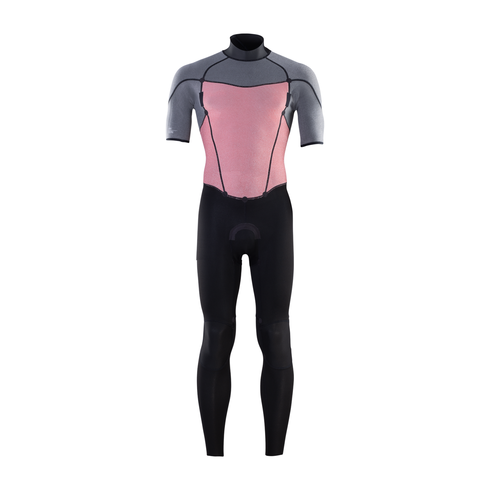 ION Element combinaison néoprène 2/2mm manches courtes zip dos homme en noir, gris et rose poudré