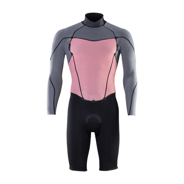 ION Element shorty manga comprida 2/2mm fecho traseiro homem em cinzento, rosa e preto