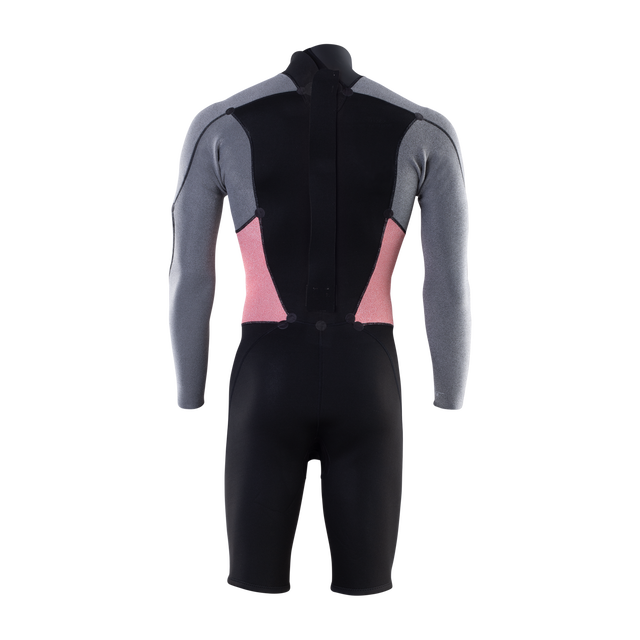 ION Element fato shorty 2/2mm manga comprida fecho dorsal homem em preto, cinzento e rosa