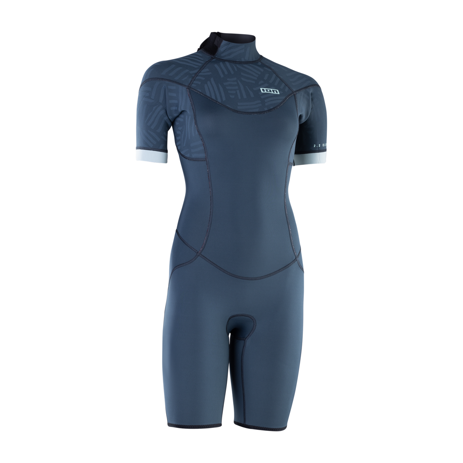 ION Element shorty muta neoprene 2/2mm manica corta zip dorsale donna in blu acciaio
