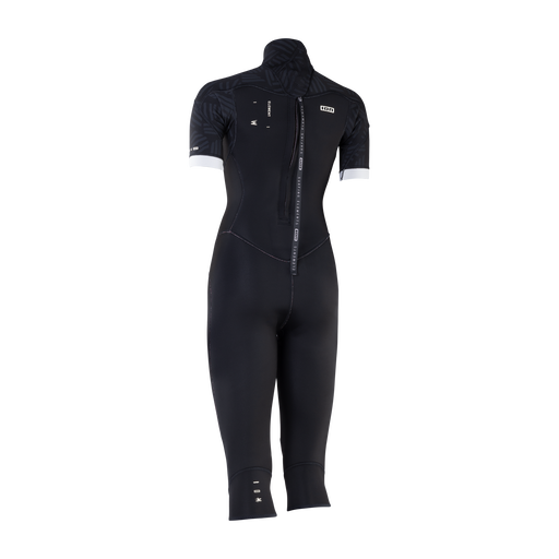 ION Element 3/2mm Backzip Overknee-Neoprenanzug Kurzarm Damen in schwarz, Rückenansicht