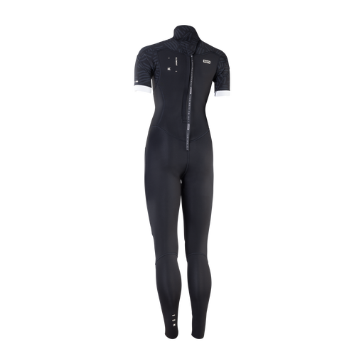 ION Element 3/2mm Backzip Shorty-Fullsuit Damen in schwarz mit kurzen Ärmeln