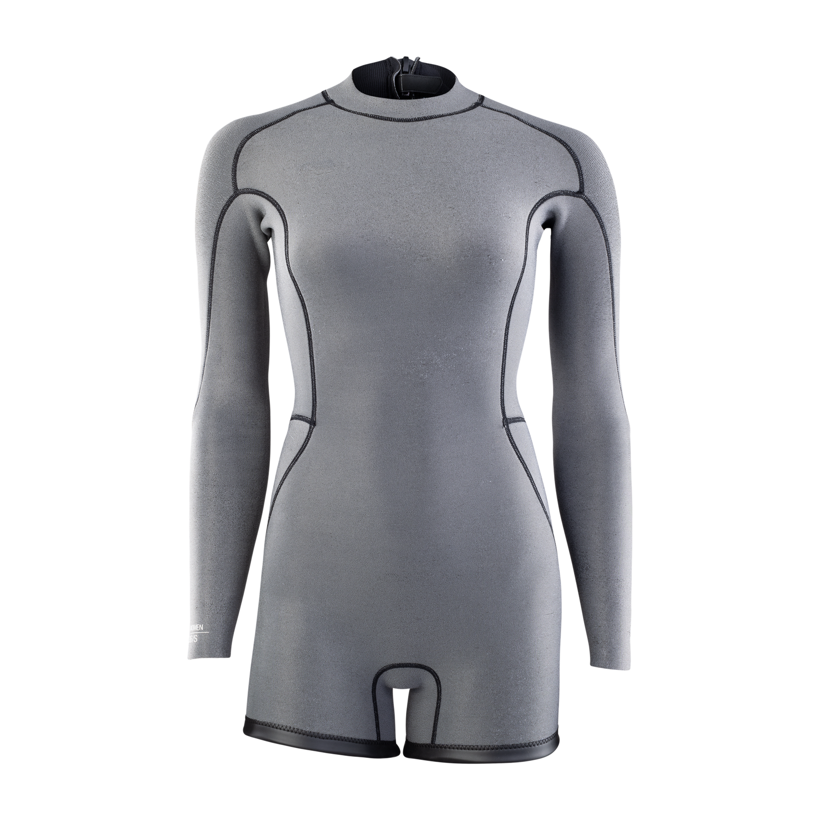 ION Amaze Amp Shorty 2.0 long-sleeve back-zip shorty wetsuit in heather grey