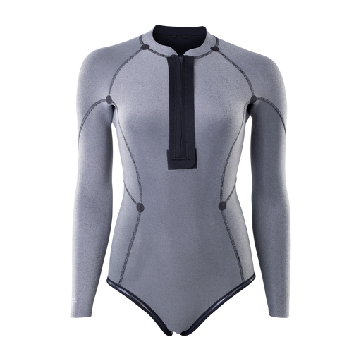 ION Amaze Amp Hot Shorty 2.0 LS Damen Shorty-Neoprenanzug 2mm Frontzip in grau und schwarz