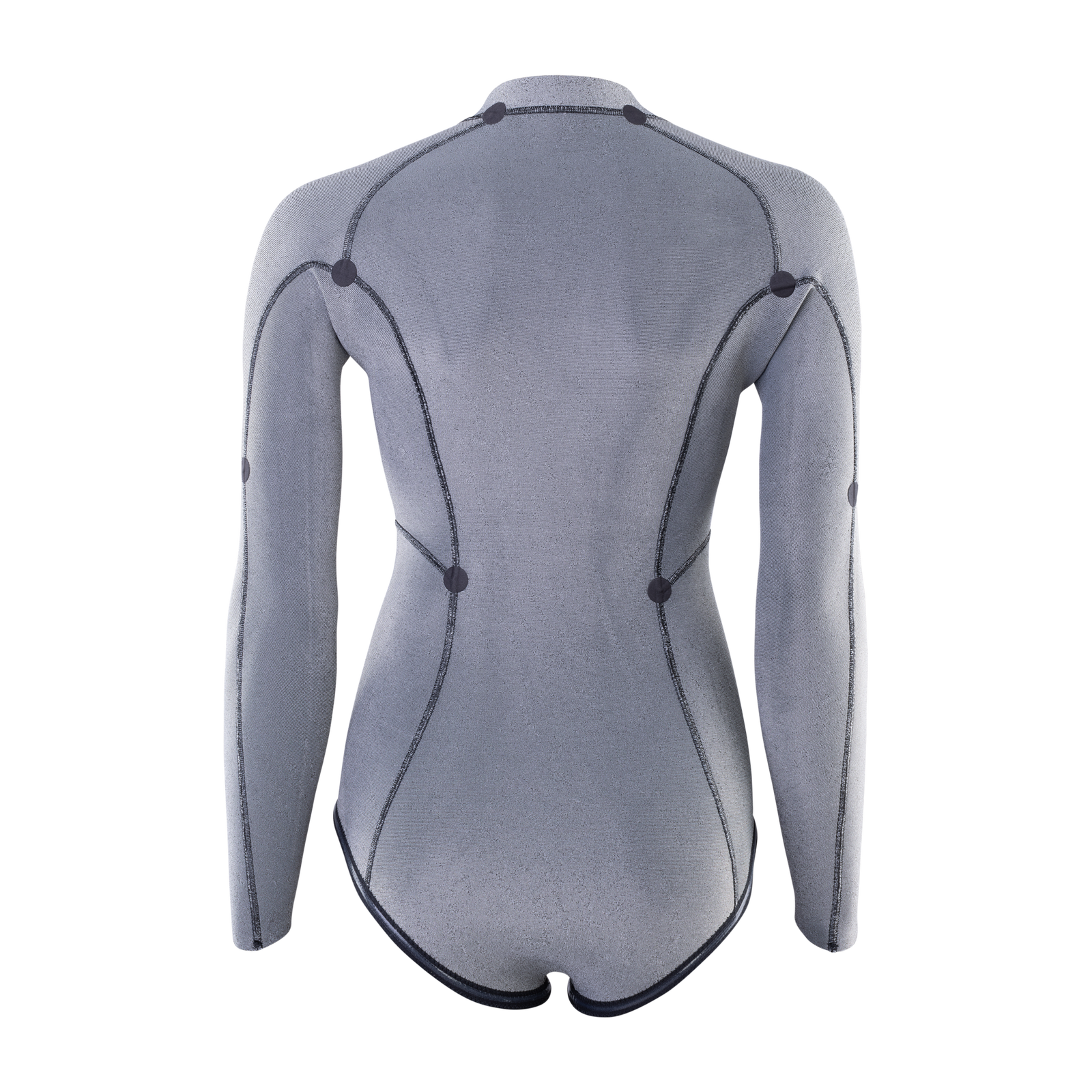 ION Amaze Amp Hot Shorty 2.0 LS women's long-sleeve shorty front-zip wetsuit in steel grey