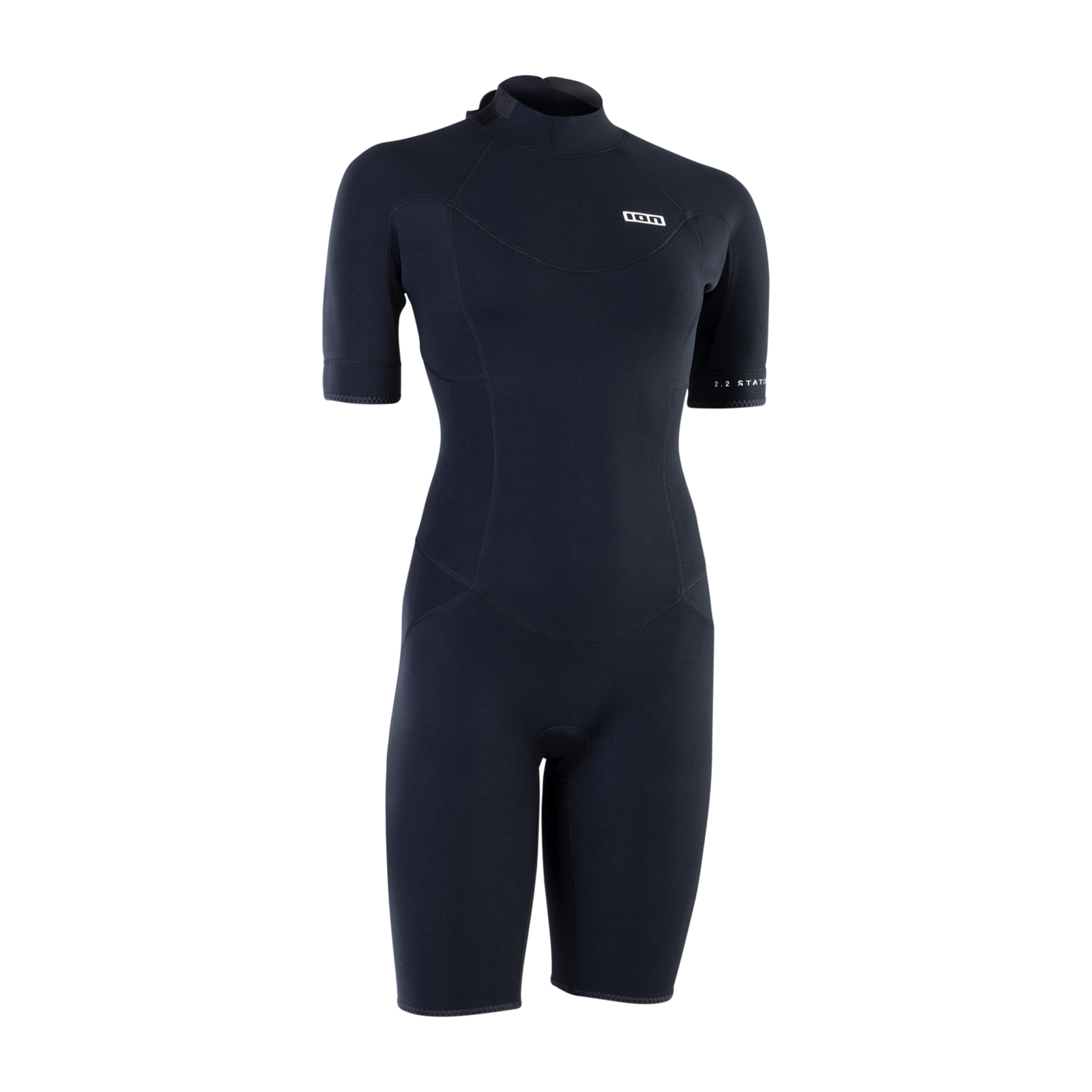 ION Static 2/2mm short-sleeve shorty wetsuit with back zip for women in black