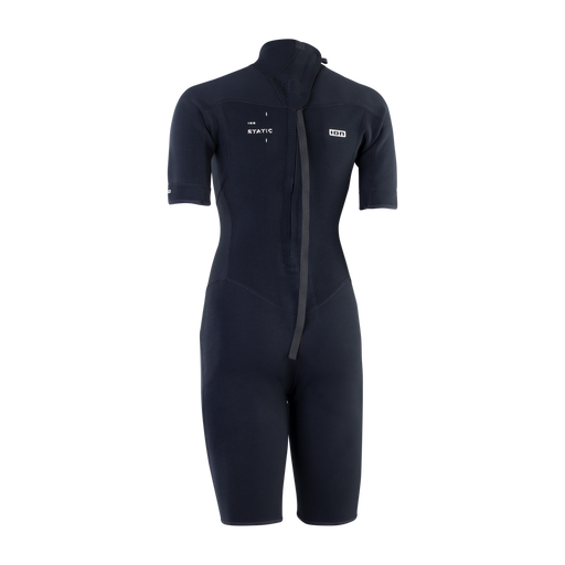ION Static fato de mergulho shorty 2/2mm zip traseiro mulher em preto vista traseira