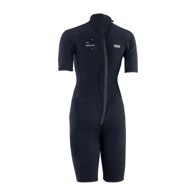 ION Static fato de mergulho shorty 2/2mm zip traseiro mulher em preto vista traseira