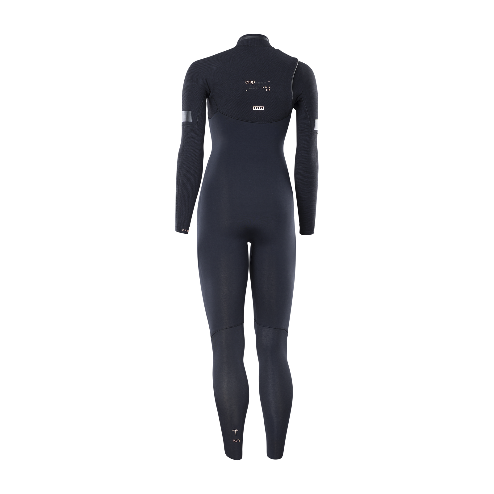 ION Amaze Amp 4/3mm front-zip women's fullsuit in dark charcoal – back view