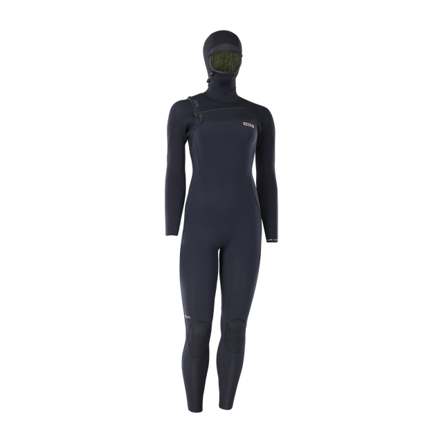 ION Amaze Amp 6/5mm front-zip hooded fullsuit for women in black