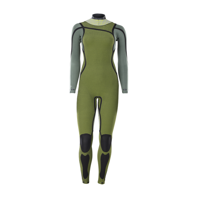 ION Water Amaze Amp 5/4mm back-zip women's fullsuit in olive green and sage grey