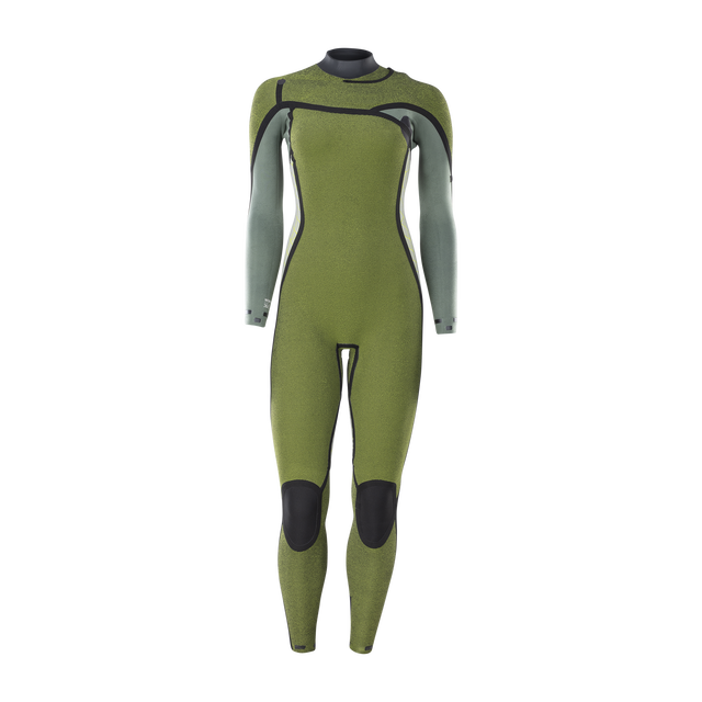 ION Amaze Amp 5/4mm front-zip women's fullsuit in olive green and sage