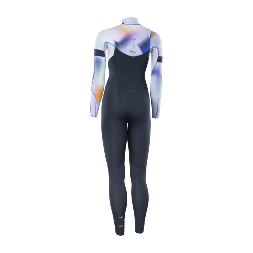 ION Amaze Core fato de mergulho feminino 4/3mm fecho frontal cinzento escuro com estampado abstrato – vista traseira