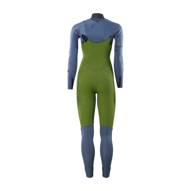 ION Amaze Core 3/2mm Frontzip Damen-Neoprenanzug in schieferblau und olivgrün – Rückansicht