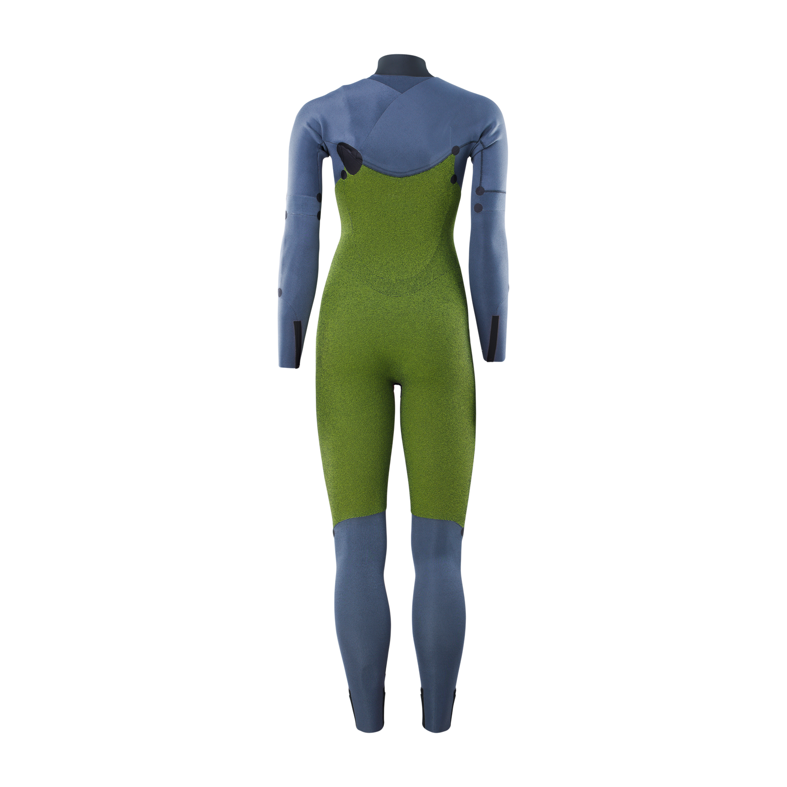 ION Amaze Core muta 5/4mm zip frontale donna in blu ardesia e verde oliva, vista posteriore