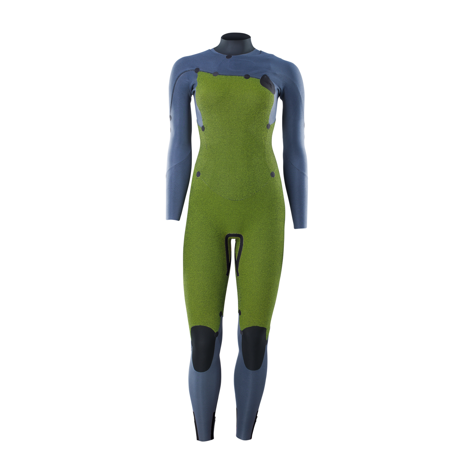 ION Amaze Core muta intera 5/4mm zip frontale donna in verde oliva e blu ardesia