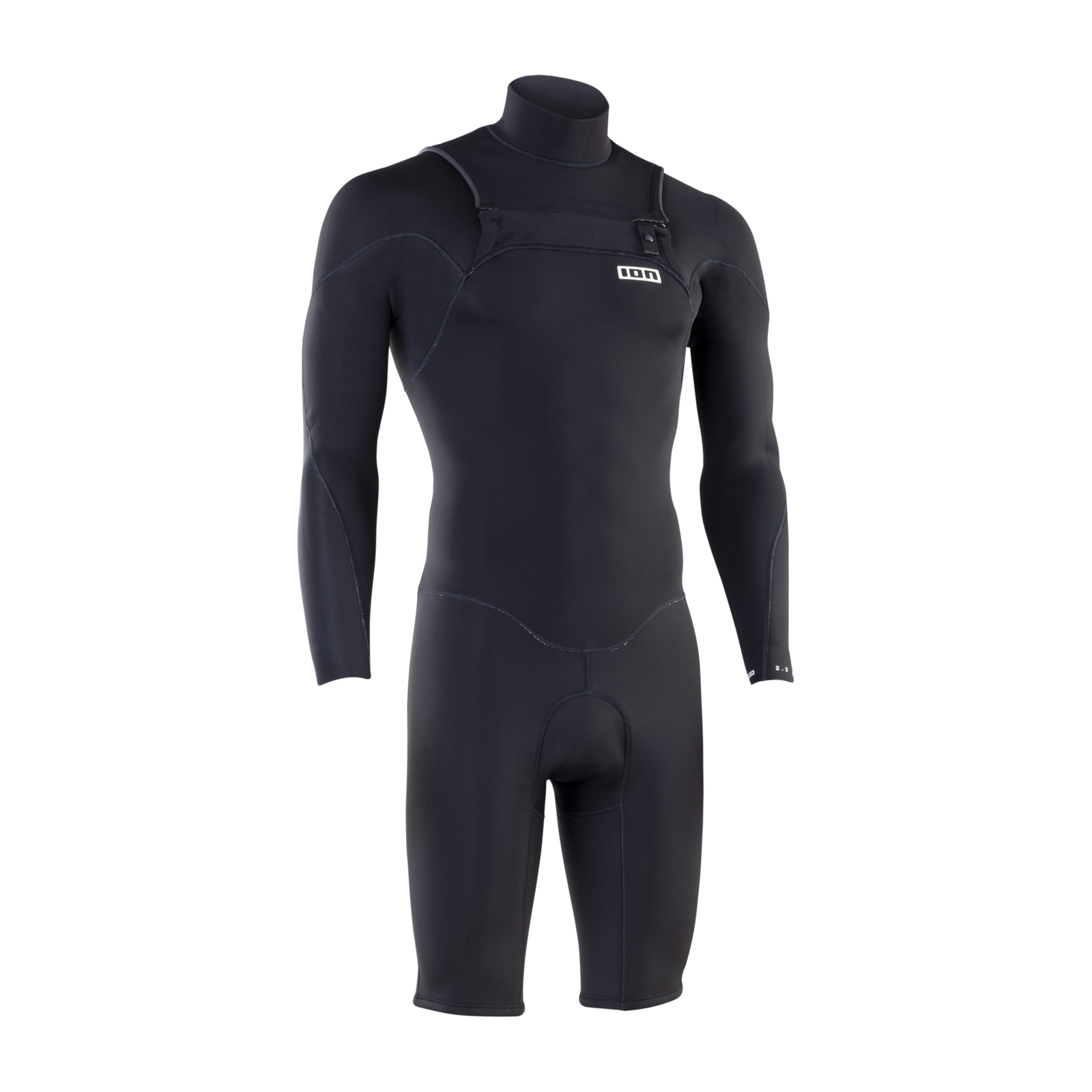 ION Element 2/2mm front-zip long sleeve shorty wetsuit men in black