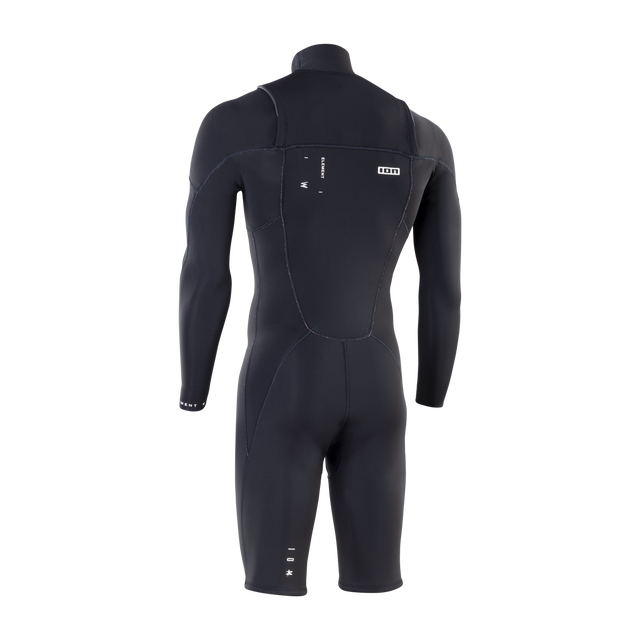 ION Element fato de neoprene shorty 2/2mm manga comprida zip frontal em preto – vista traseira