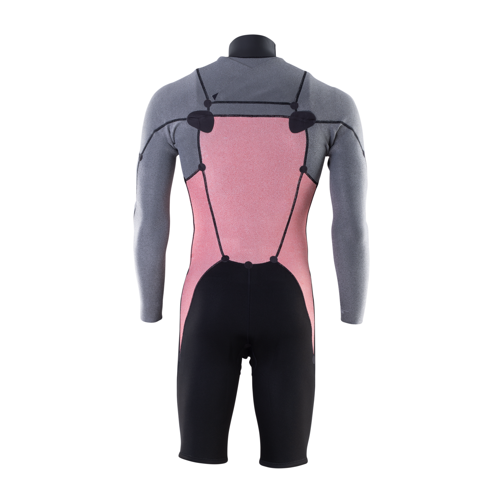 ION Element 2/2mm front-zip long-sleeve shorty wetsuit men in grey, rose and black