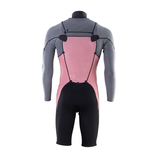 ION Element fato de neoprene shorty 2/2mm manga comprida zip frontal homem em cinzento, rosa e preto