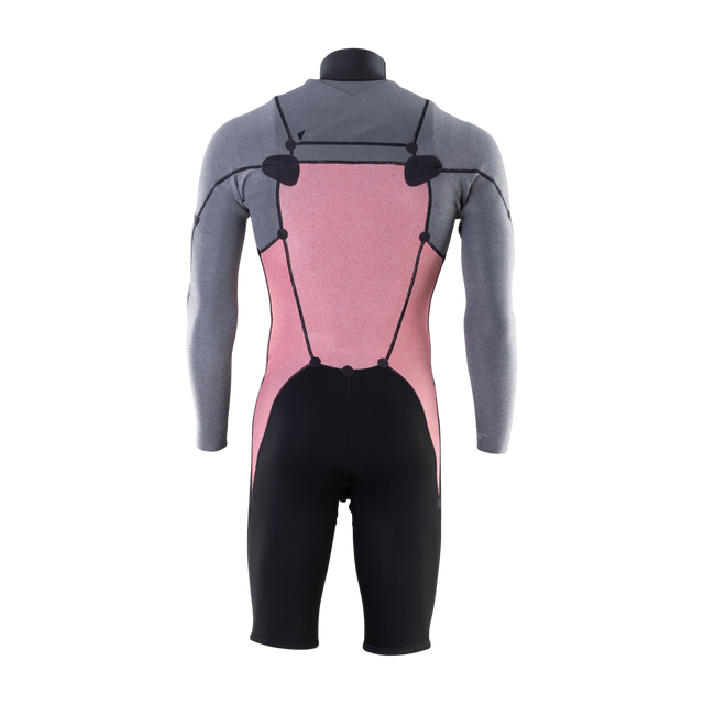 ION Element fato de neoprene shorty 2/2mm manga comprida zip frontal homem em cinzento, rosa e preto